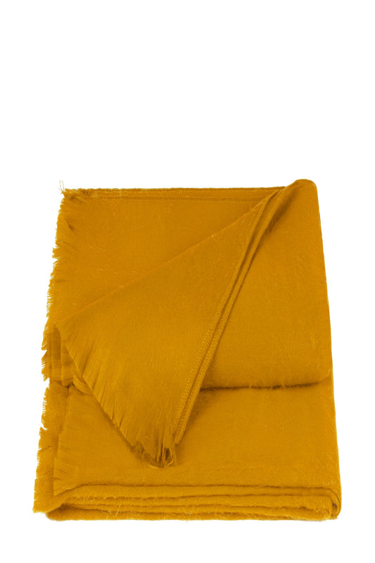 woven scarf ocher by Alpaca Loca on thegreenlabels.com