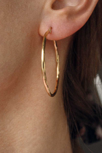 positano hoop 40mm gold by Sunny Afternoon on thegreenlabels.com