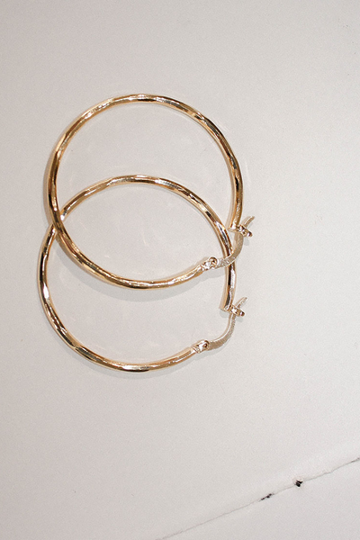 positano hoop 40mm gold by Sunny Afternoon on thegreenlabels.com