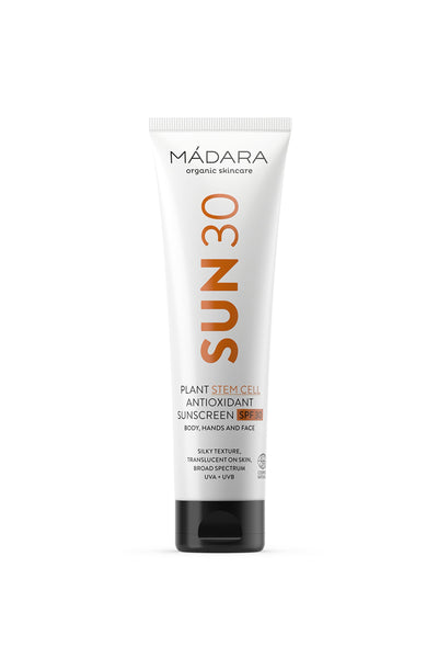 shop antioxidant body & face sunscreen SPF 30 by Mádara at thegreenlabels