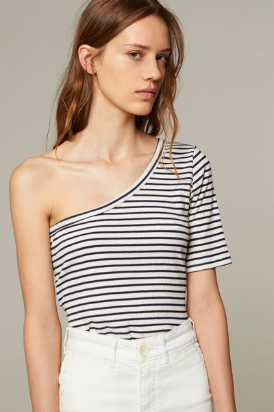 Shop ras top navy stripes by Rita Row on thegreenlabels
