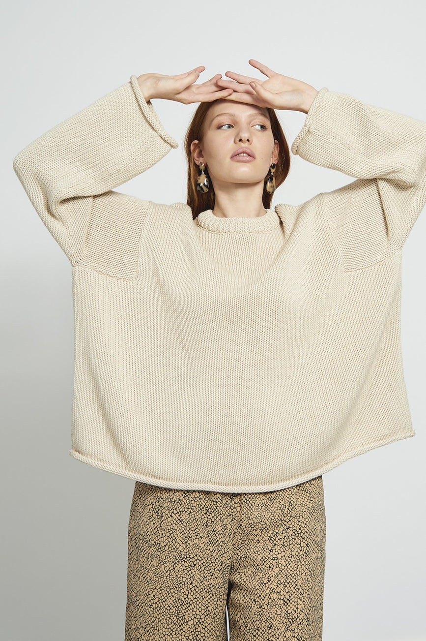 shop sona knit sweater sand by jan n june at thegreenlabels