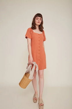 sabina clay linen dress by Rita Row on thegreenlabels