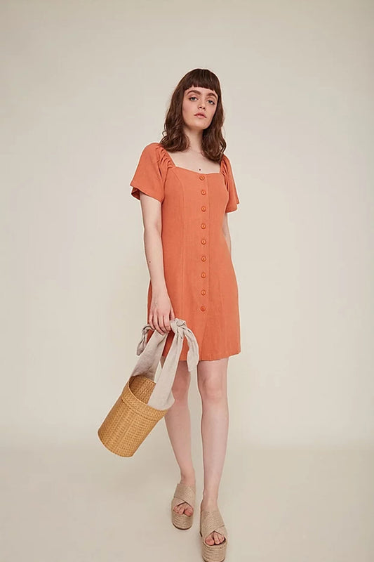 sabina clay linen dress by Rita Row on thegreenlabels