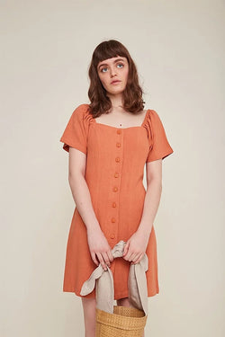 sabina clay linen dress by Rita Row on thegreenlabels