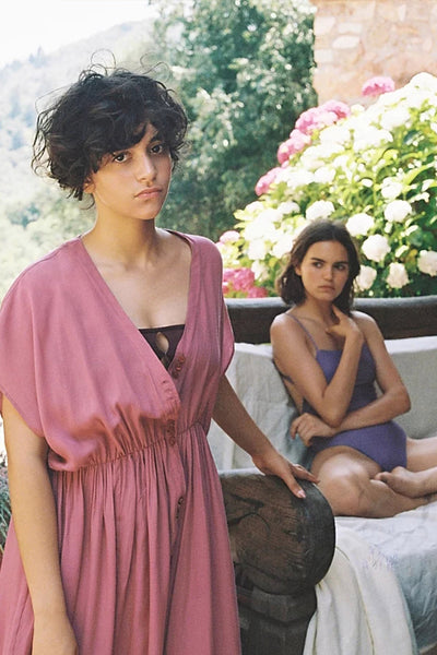 shop aretha shirt dress pink by Clo Stories on thegreenlabels