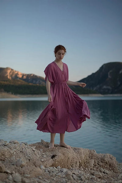 shop aretha shirt dress pink by Clo Stories on thegreenlabels