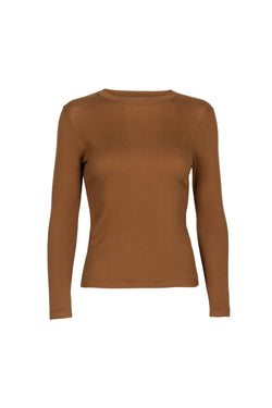 shop flora rib long sleeve brown by Signe at thegreenlabels