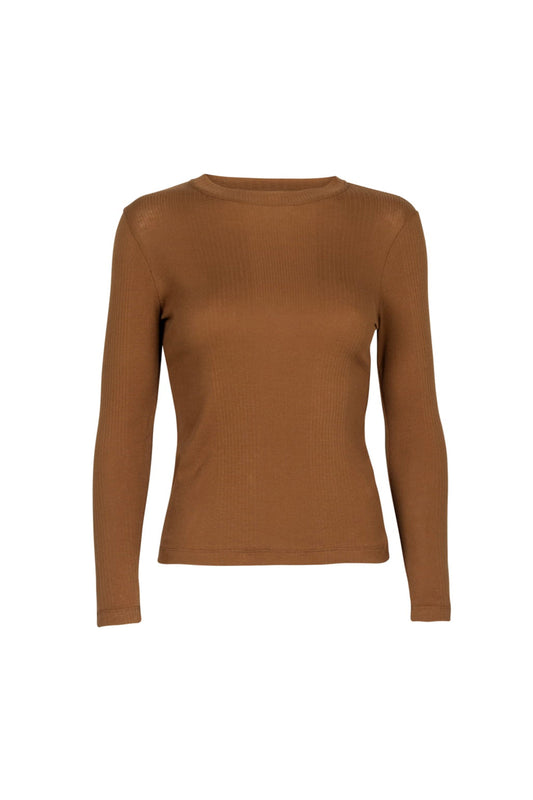 shop flora rib long sleeve brown by Signe at thegreenlabels
