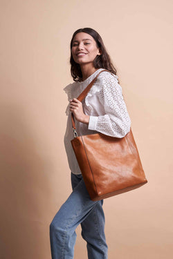 sofia shopper cognac by O My Bag on thegreenlabels