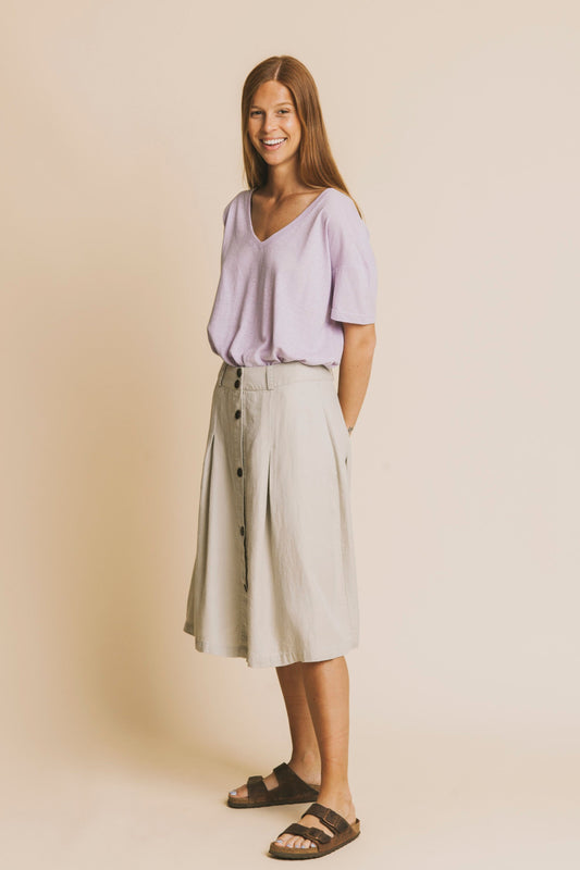 stone hemp tugela skirt by Thinking Mu on thegreenlabels