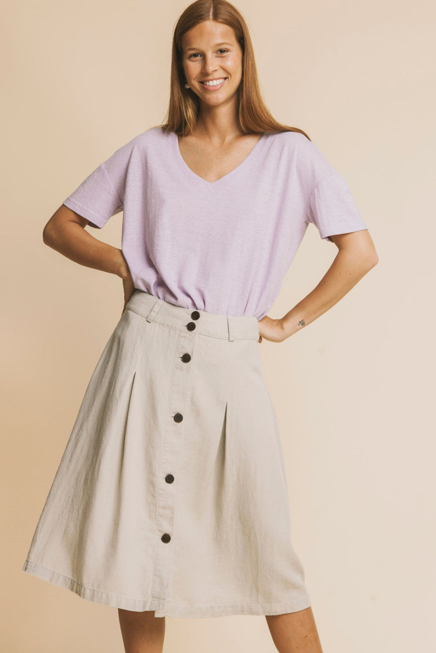 stone hemp tugela skirt by Thinking Mu on thegreenlabels