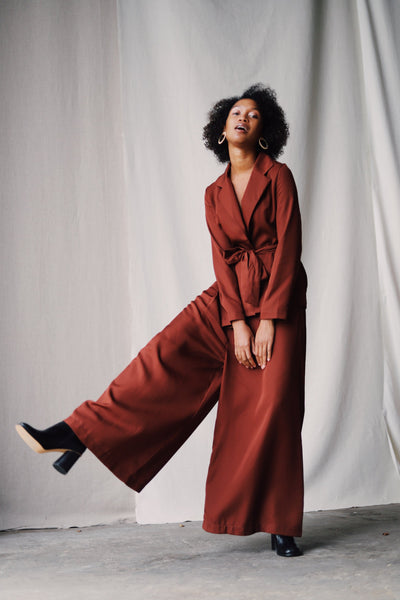 shop palazzo trouser rust by Cossac at thegreenlabels