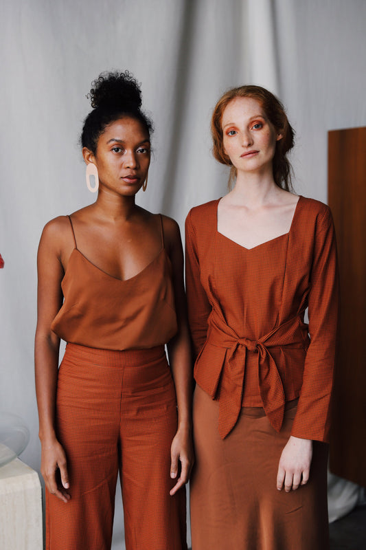 shop vilma top orange check by rita row at thegreenlabels