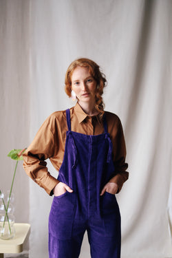 shop luan corduroy overall purple by rita row at thegreenlabels