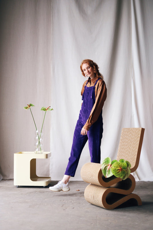shop luan corduroy overall purple by rita row at thegreenlabels