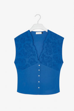 tamar azure blue top by Frisur on thegreenlabels