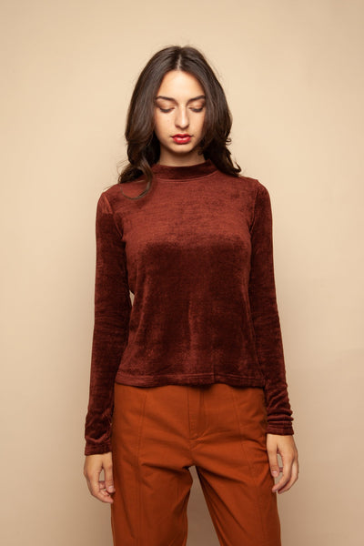 eva long sleeve top brown by Frisur on thegreenlabels