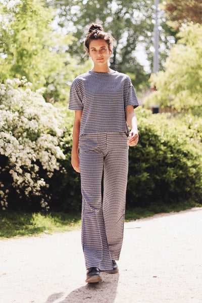 shop wide checked pants tonala by JAN’N JUNE on thegreenlabels.com