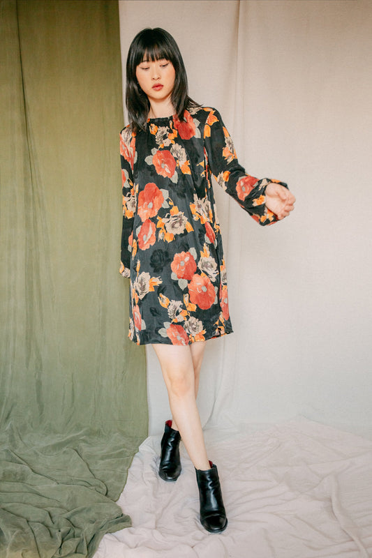 Shop trapeze dress floral by Cossac at thegreenlabels