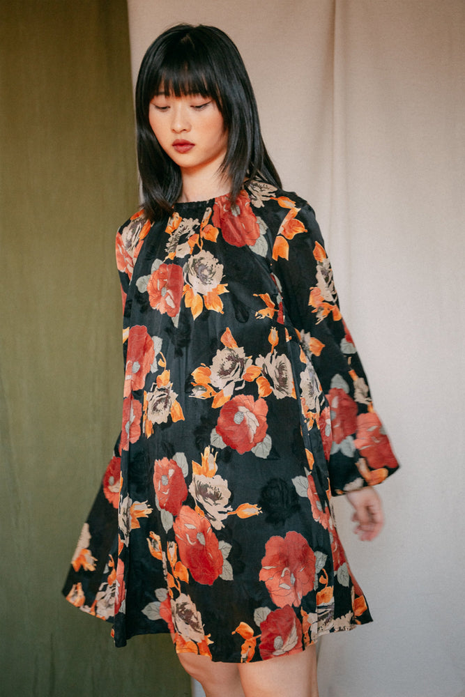 Shop  trapeze dress floral by Cossac at thegreenlabels