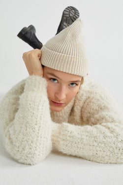 Shop cotys sweater snow white by Thinking Mu on thegreenlabels