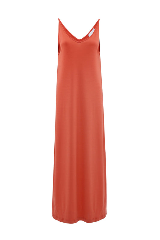 shop midi triangle rust dress by JAN’N JUNE on thegreenlabels.com