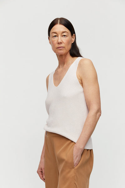 shop wilmaa knitted top white sand by ARMEDANGELS on thegreenlabels