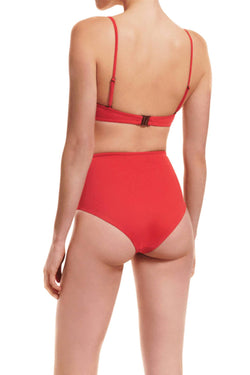 high waist bikini bottom | coral