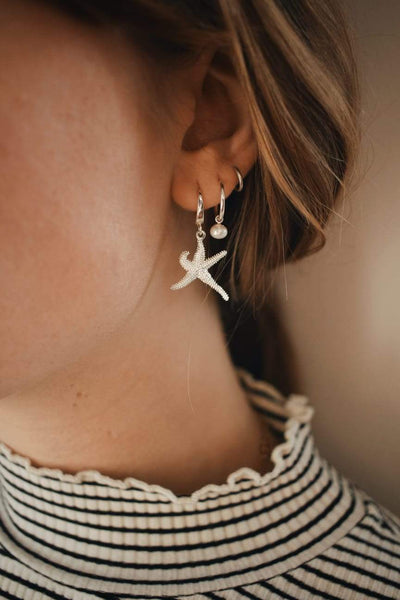 petite perle hoop sterling silver by Neinties on thegreenlabels.com