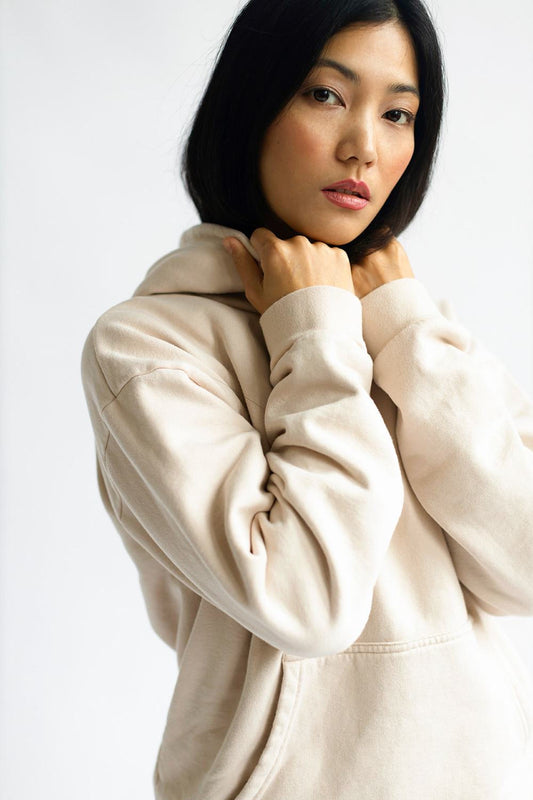 shop almond latte hoodie by capsule studio at thegreenlabels