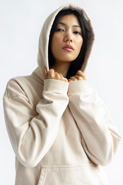 shop almond latte hoodie by capsule studio at thegreenlabels