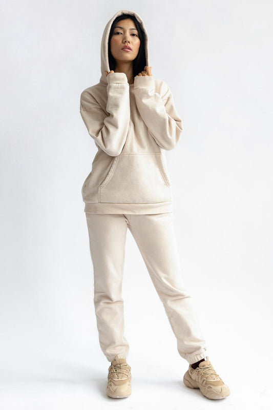shop almond latte hoodie by capsule studio at thegreenlabels