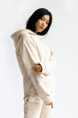 shop almond latte hoodie by capsule studio at thegreenlabels