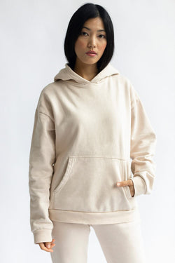 shop almond latte hoodie by capsule studio at thegreenlabels