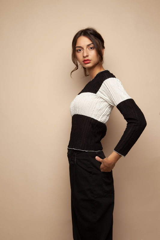 ayla blouse black & white by signe on thegreenlabels.com