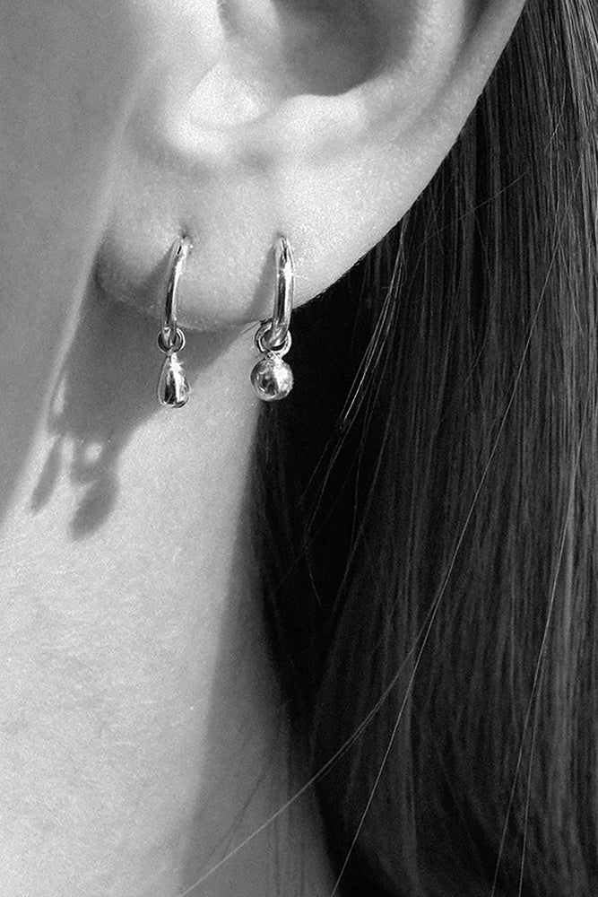 baby drop earring hoop sterling silver by Neinties on thegreenlabels.com