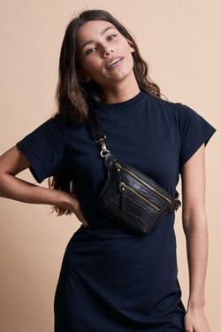 beck's bum bag croco black by O My Bag on thegreenlabels.com