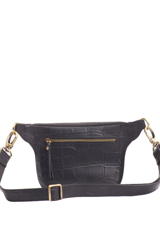 beck's bum bag croco black by O My Bag on thegreenlabels.com