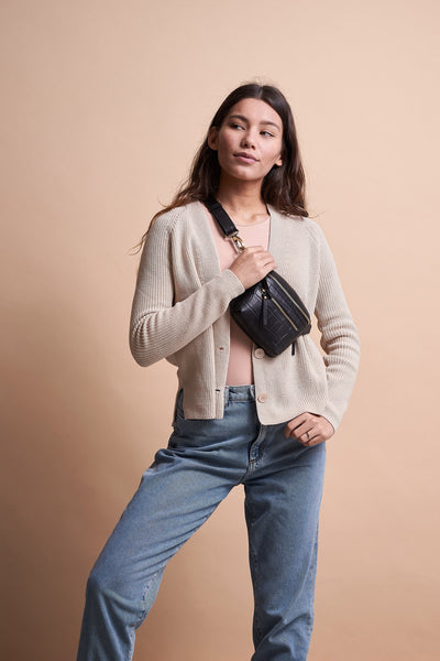 beck's bum bag croco black by O My Bag on thegreenlabels.com