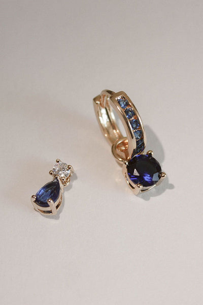 ivy earring blue gold <br> by Sunny Afternoon
