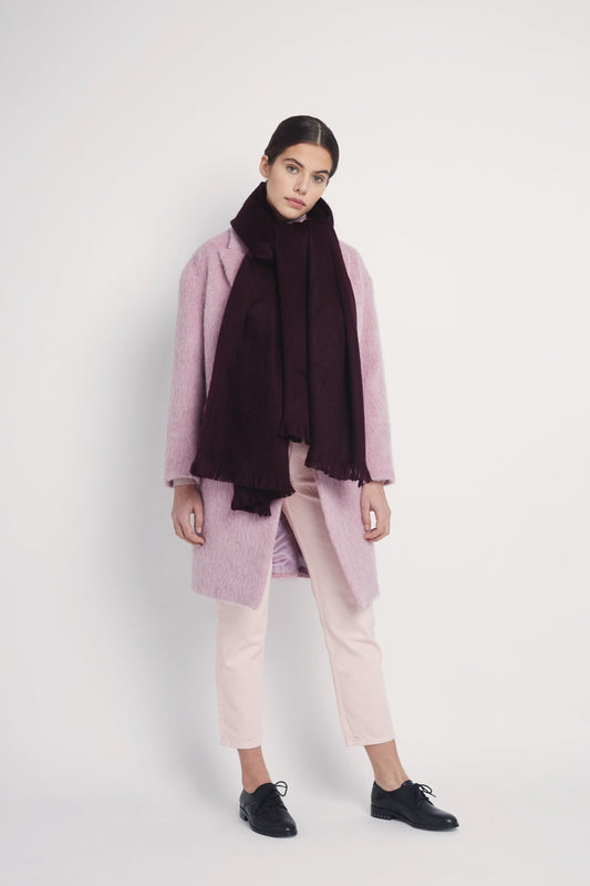 woven scarf aubergine by Alpaca Loca on thegreenlabels.com