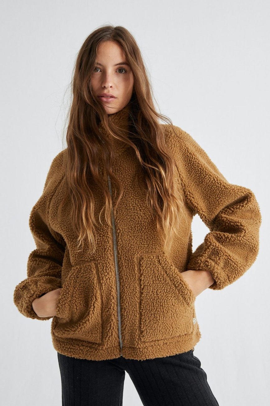 shop hebe jacket caramel by Thinking Mu at thegreenlabels