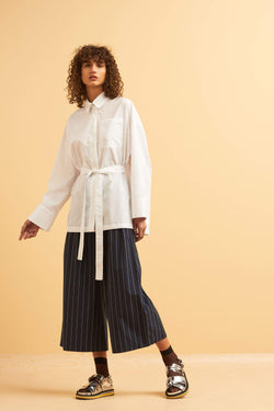 casting pants stripes by Kowtow on thegreenlabels.com