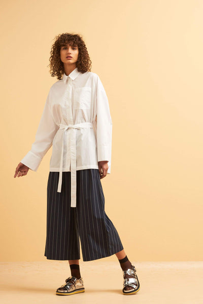 casting pants stripes by Kowtow on thegreenlabels.com