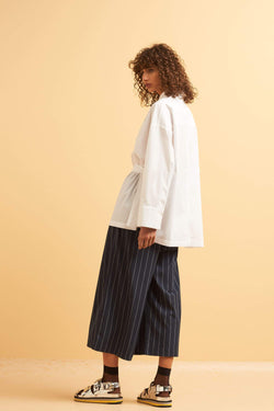 casting pants stripes by Kowtow on thegreenlabels.com