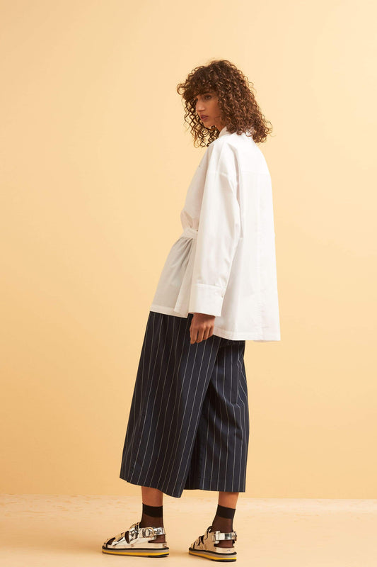 casting pants stripes by Kowtow on thegreenlabels.com