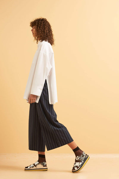 casting pants stripes by Kowtow on thegreenlabels.com