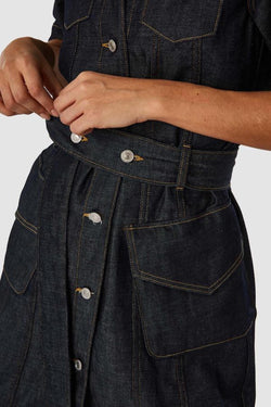 shop chieko dress dry gleen by kings of indigo at thegreenlabels