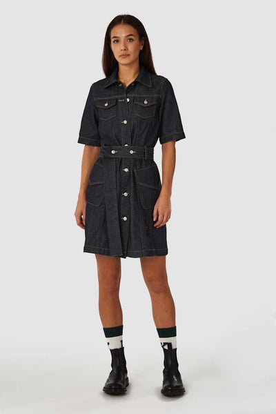 shop chieko dress dry gleen by kings of indigo at thegreenlabels